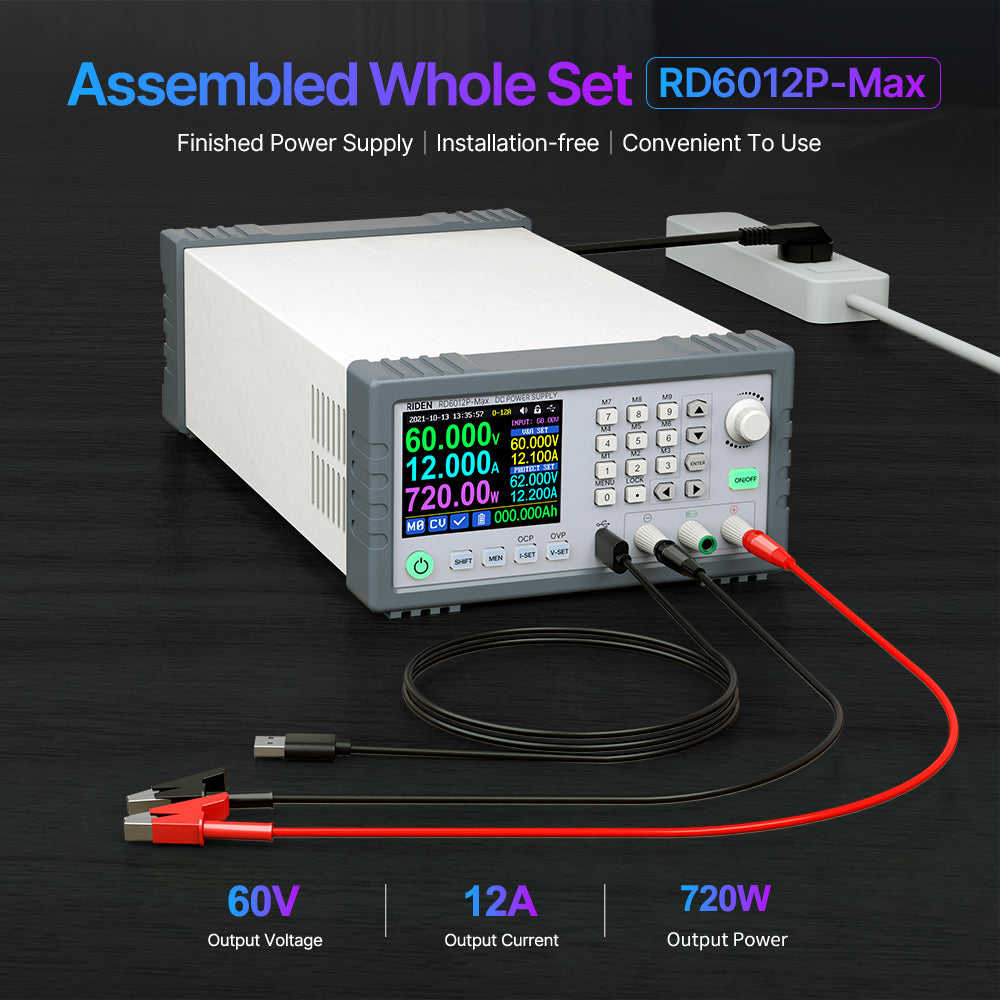 RIDEN RD6012P-Max Bench DC Power Supply, Complete Assembled Unit, 60V 12A 720W
